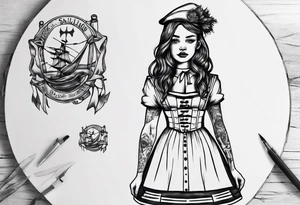 sailo'r manequinn with a girl's scottish dress tattoo idea