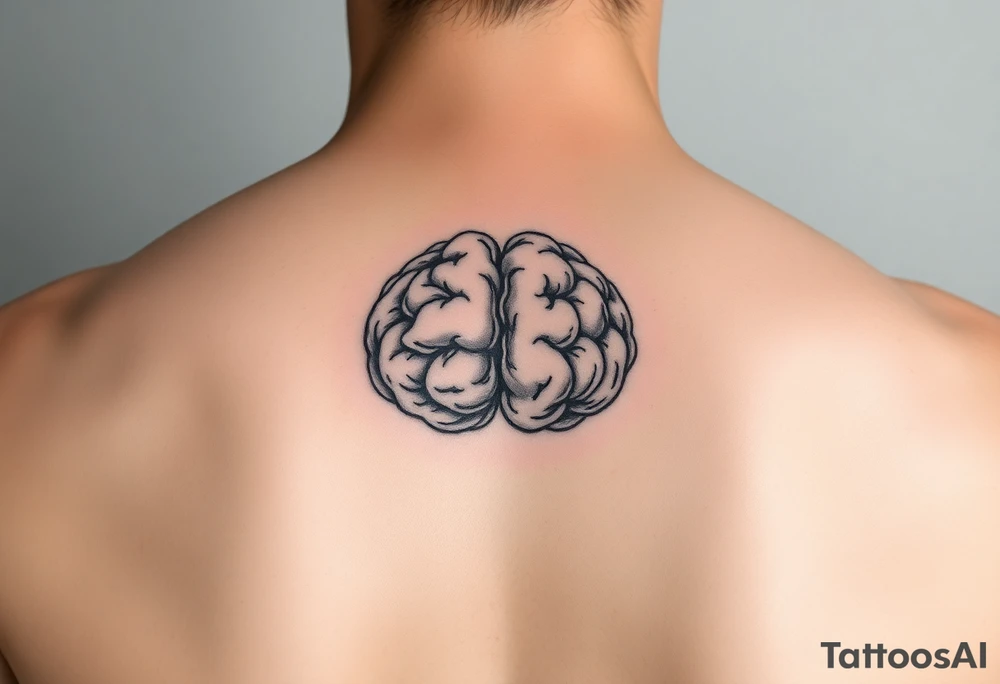 A walnut, open so that it looks like a brain but is obviously a walnut tattoo idea