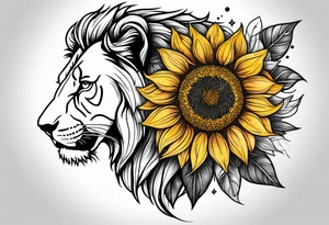 Lion top; sunflower bottom tattoo idea