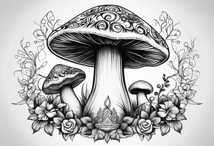 Female mushroom namaste tattoo idea