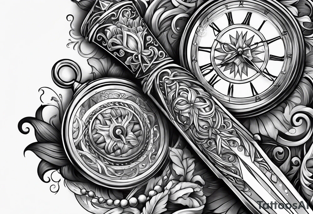 dagger with hour glass tattoo idea