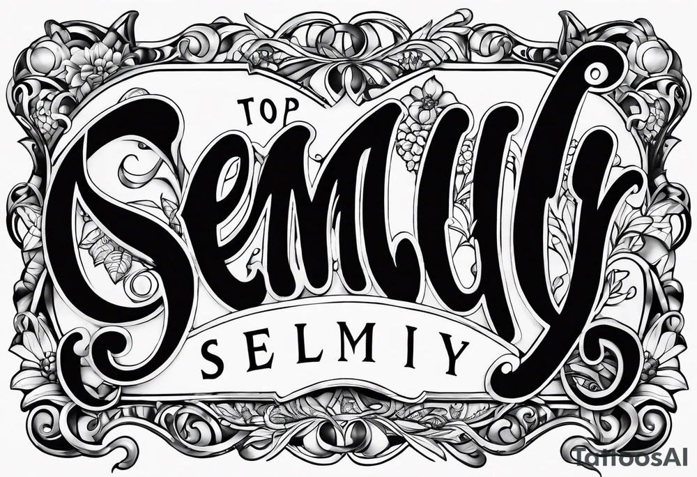 semilly name written in beautiful letters with a small heart tattoo idea