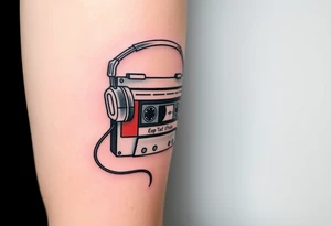 Right outer male calve

Stranger things tattoo
Upside down colors
80s Cassette player with 80s style headphones and a Kate bush running up that hill tape tattoo idea
