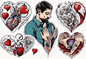 Man holding his heart tattoo idea