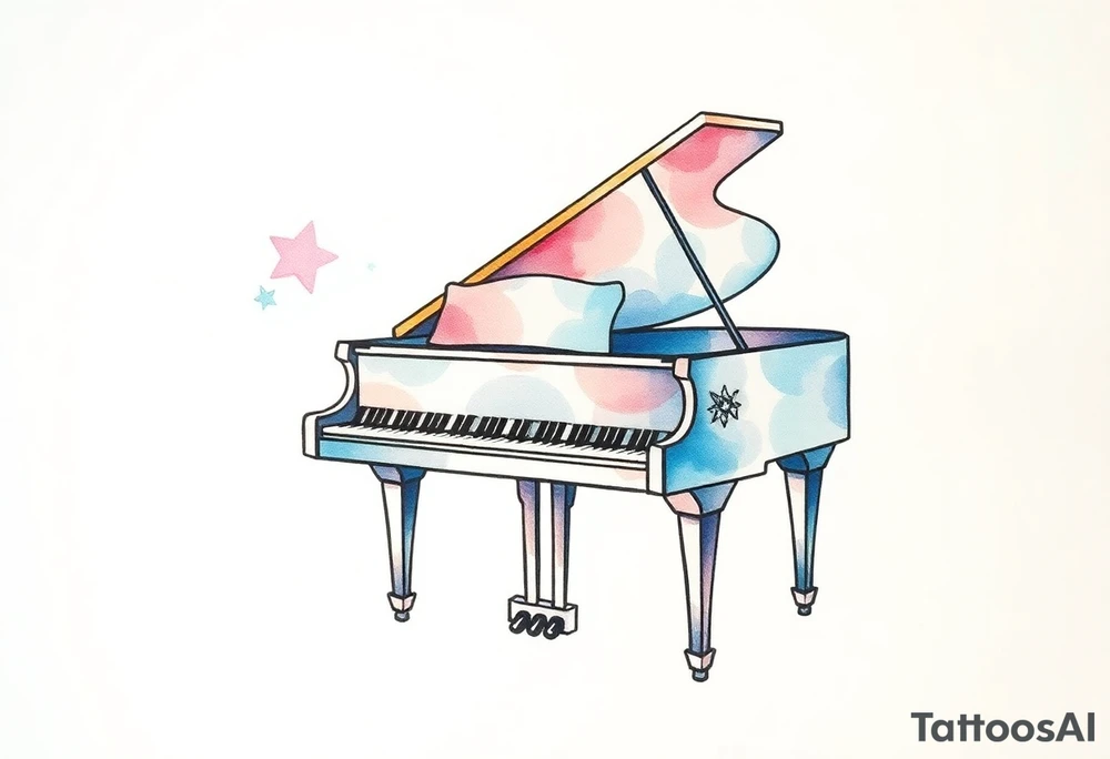 dreamy piano under the stars tattoo idea