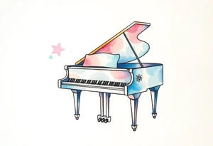 dreamy piano under the stars tattoo idea