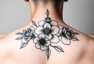 powerful spirit with flowers from Nunavut and representing pain, anger love and healing for front of neck tattoo idea