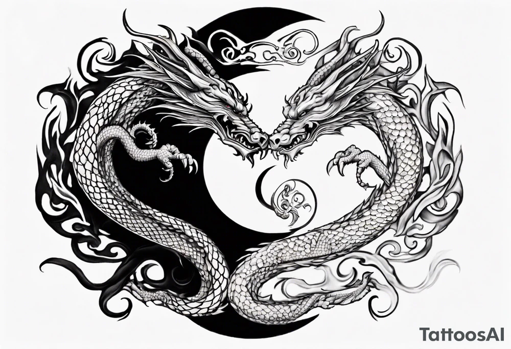 two dragons twirling to make a central yin yang tattoo idea two dragons twirling to make a central yin yang tattoo idea