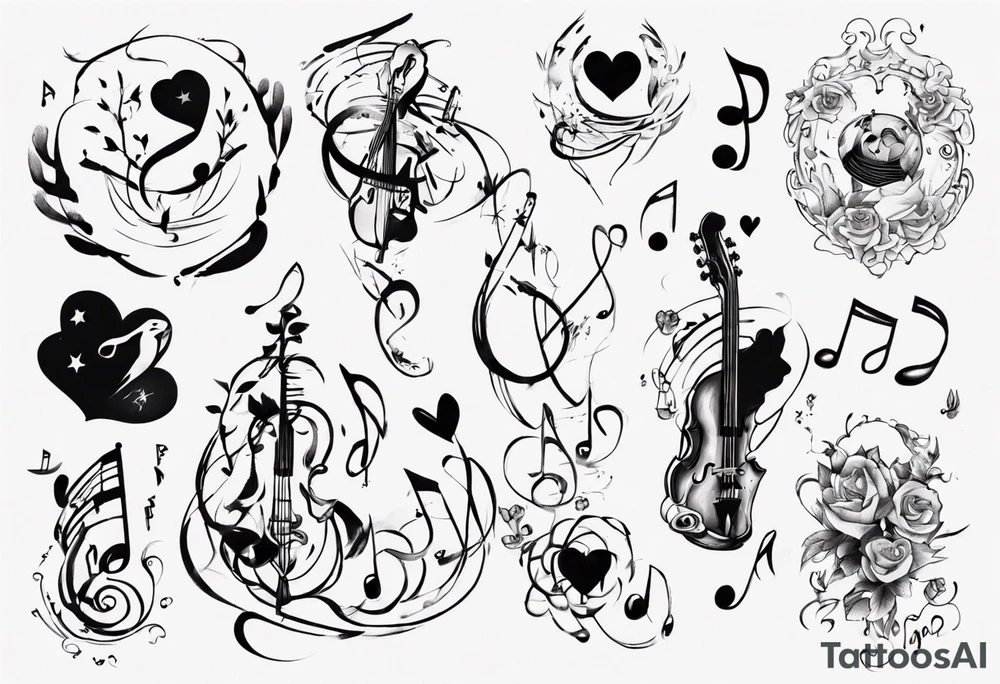 Simplicity love with music inspiration tattoo idea