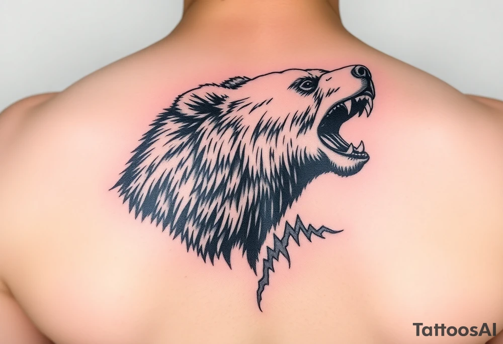 roaring bear,landscape. tattoo idea