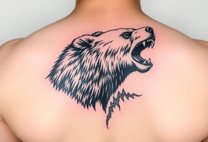 roaring bear,landscape. tattoo idea