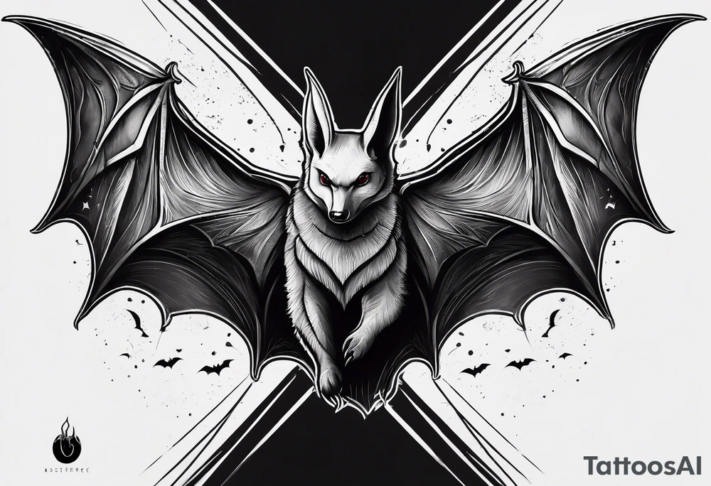 tall skinny bat minimal detail tattoo idea