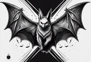 tall skinny bat minimal detail tattoo idea