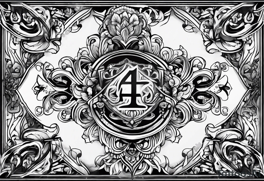 number 4 in a card tattoo idea
