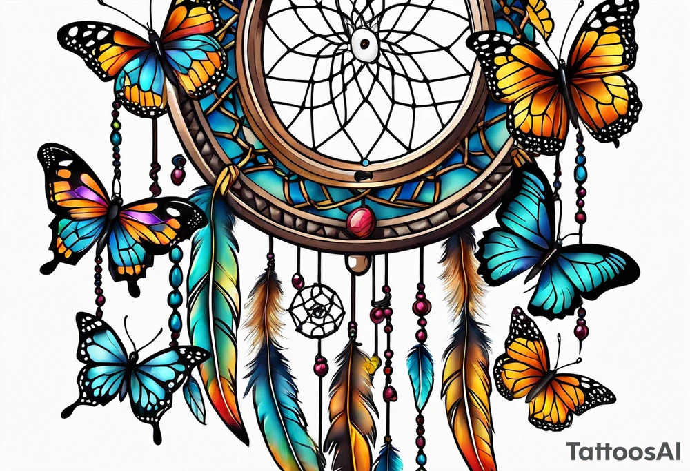 Dream catcher with butterflies tattoo idea