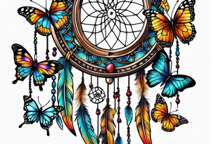 Dream catcher with butterflies tattoo idea