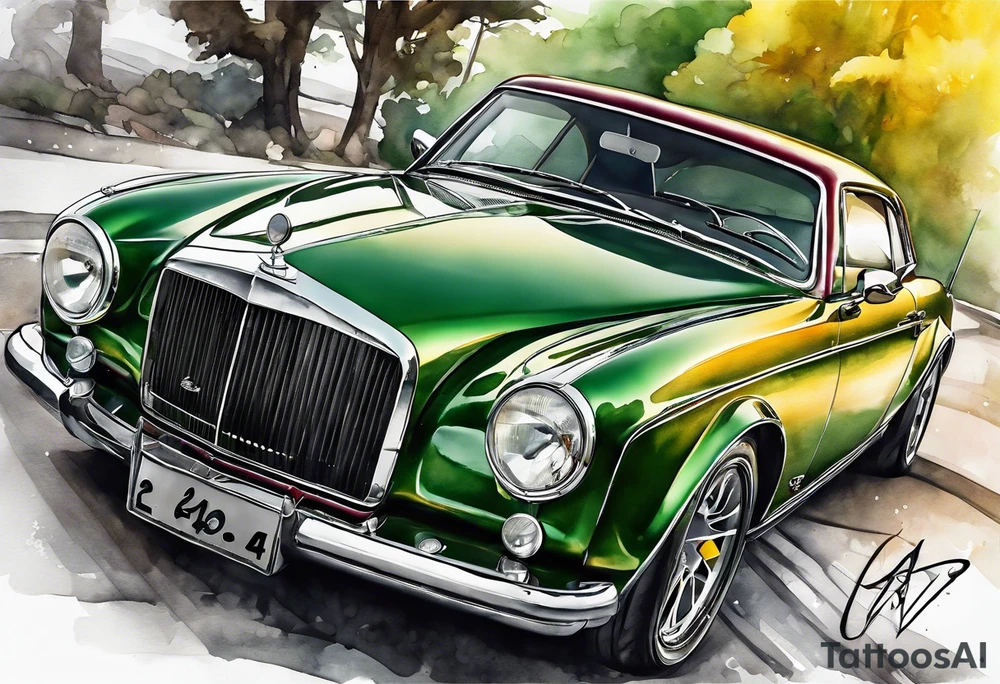 The number 24 with colors green, yellow, maroon and black tattoo idea