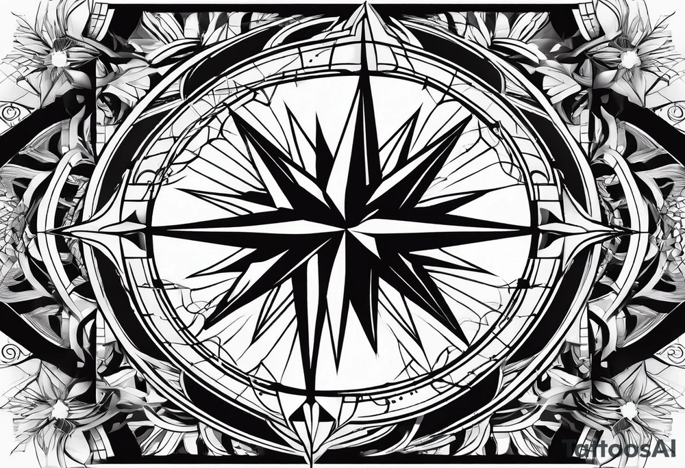 make a compass rose with long lines coming out of the tips of the star tattoo idea