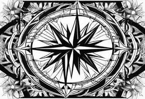 make a compass rose with long lines coming out of the tips of the star tattoo idea