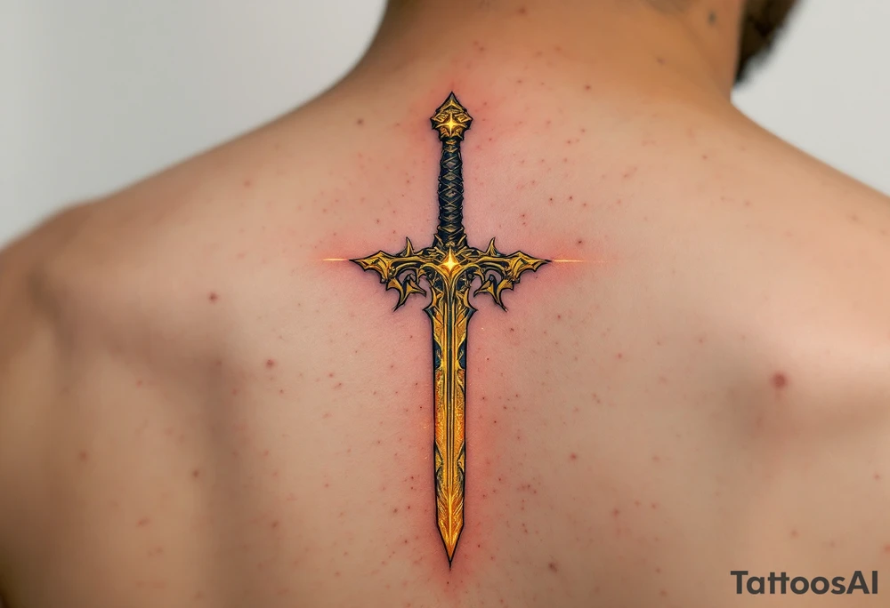 sword, luminous gold tattoo idea