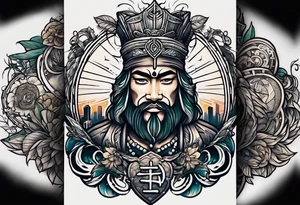 dreamville tattoo with a cross and a nice background tattoo idea