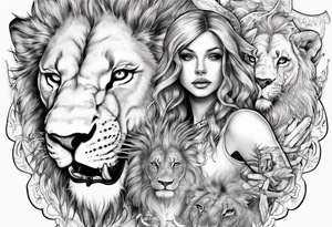 Elf taming an lion tattoo idea