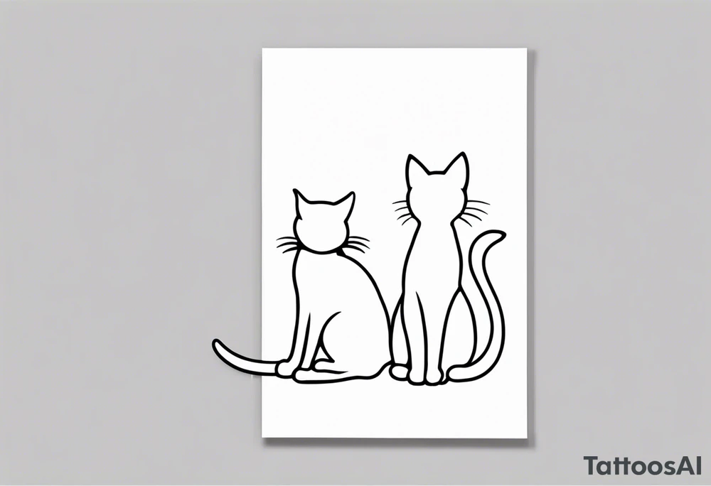Two cat silhouettes, just outline tattoo idea