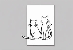 Two cat silhouettes, just outline tattoo idea