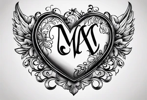 Heart with the letters M&S tattoo idea