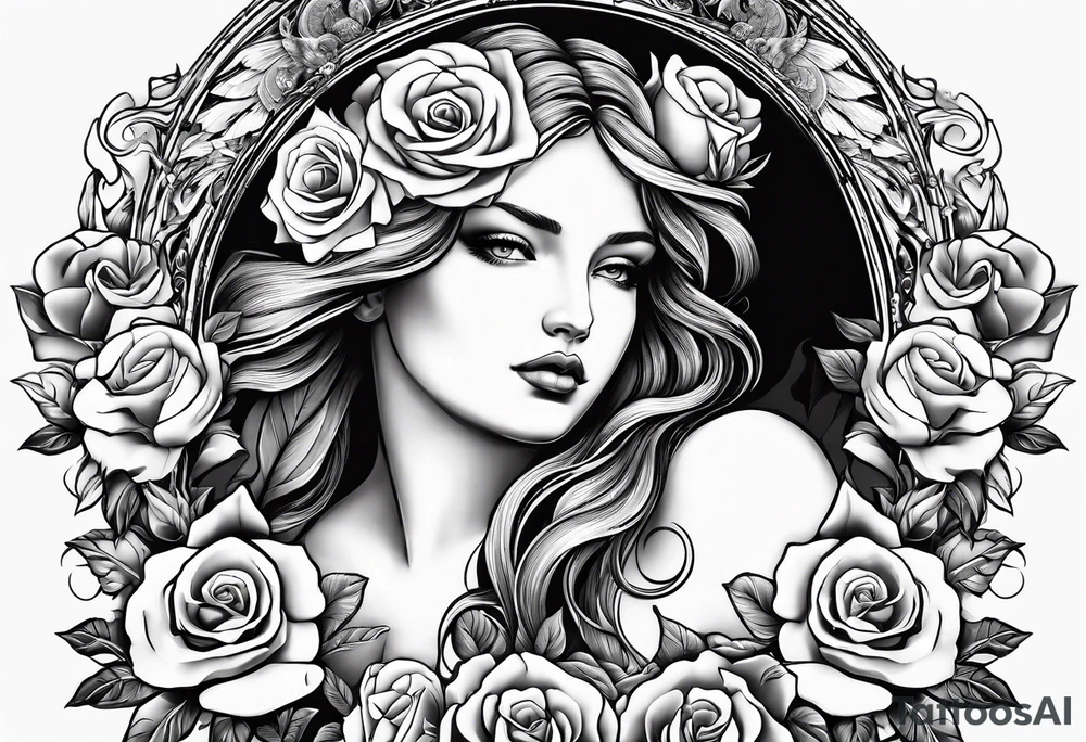 Angels and deamons realistic with roses doves to fit upper inner arm tattoo idea