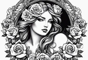 Angels and deamons realistic with roses doves to fit upper inner arm tattoo idea