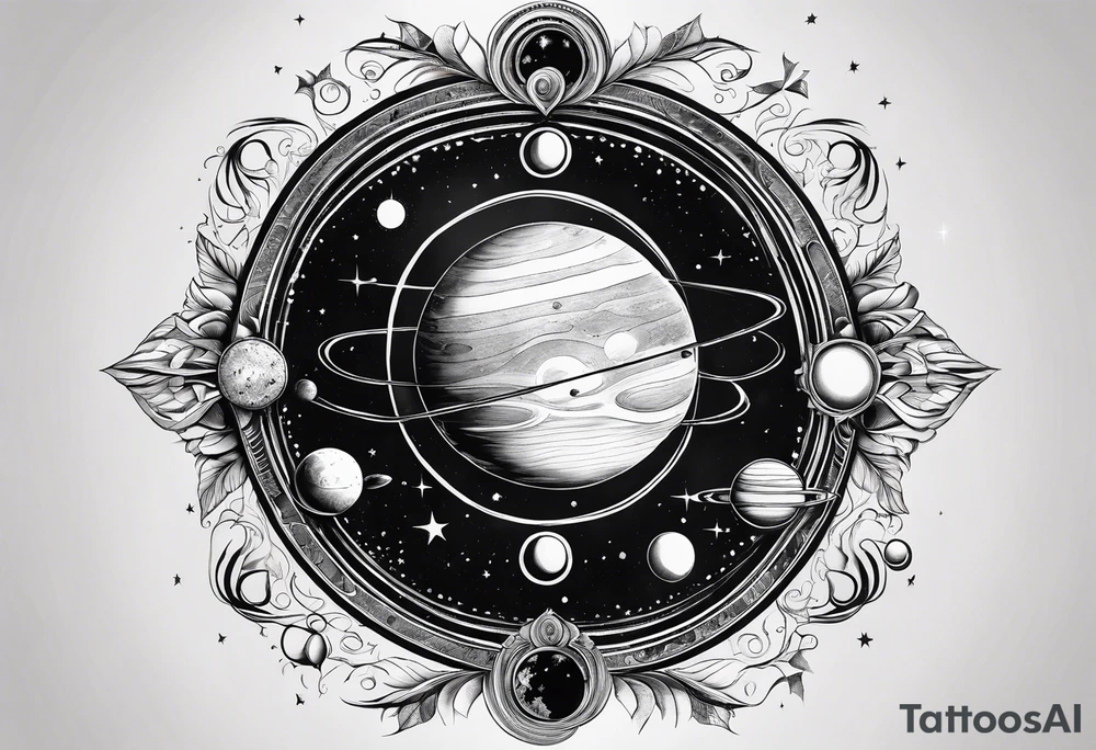 symbolist version of the solar system tattoo idea