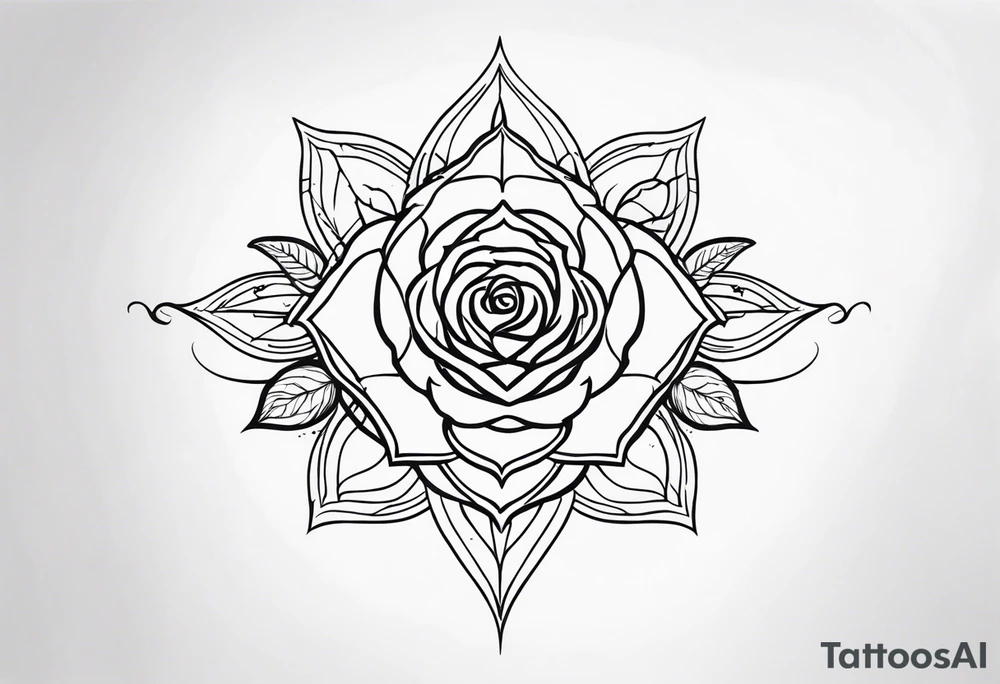 Elvish long rose tattoo idea