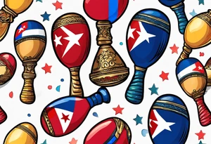 2 colorfull swinging maracas with Cuban flag tattoo idea