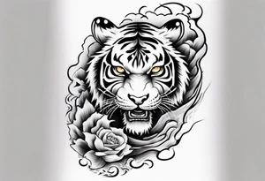 Tiger sleeve tattoo with lightning and the sun
Forearm sleeve tattoo idea
