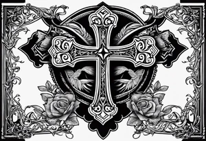 a cool cross with a banner rapped around it and the words RIP  Robert J Kunkle  on the banner tattoo idea