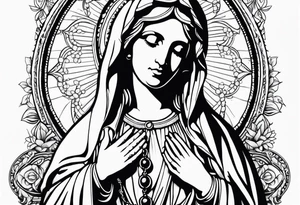 virgin mary with a rosary tattoo idea