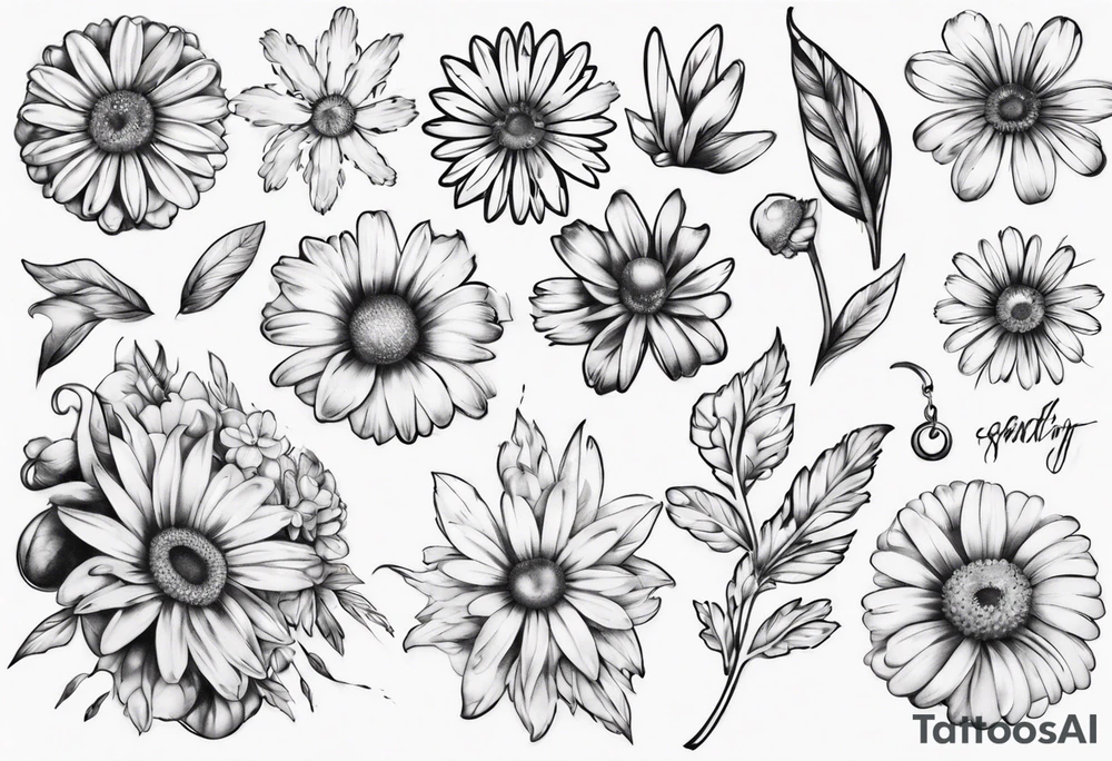 A part of fancy house and a daisy tattoo idea