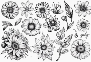 A part of fancy house and a daisy tattoo idea