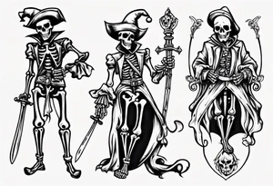 Skeleton court Jester with sword tattoo idea