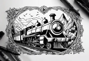 Harry Potter theme with train and owl tattoo idea