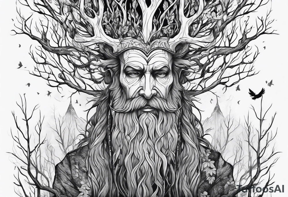 Leshy creepy tall as a tree birches tattoo idea