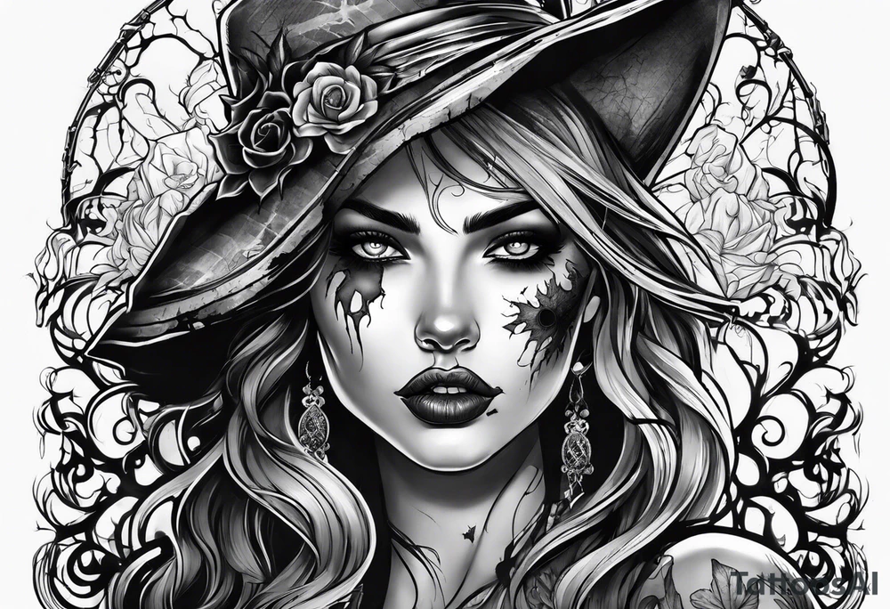 Zombie female tattoo idea