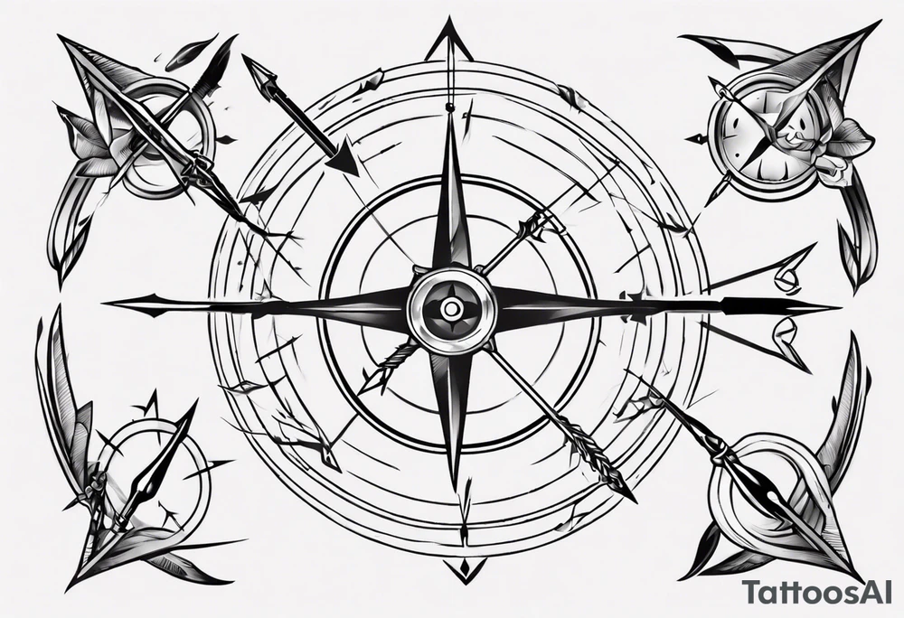bow arrow with compass in the middle tattoo idea bow arrow with compass in the middle tattoo idea