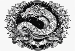 A serpent with sunlight and the phrase Si vis pacem para bellum tattoo idea