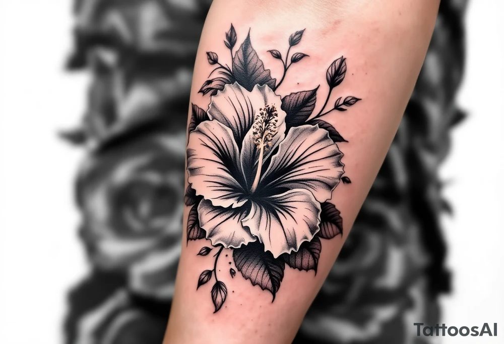 Masculine hibiscus flowers tattoo idea