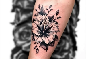 Masculine hibiscus flowers tattoo idea