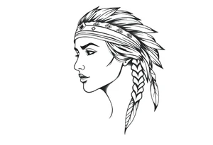 Female Native American wearing headband tattoo idea