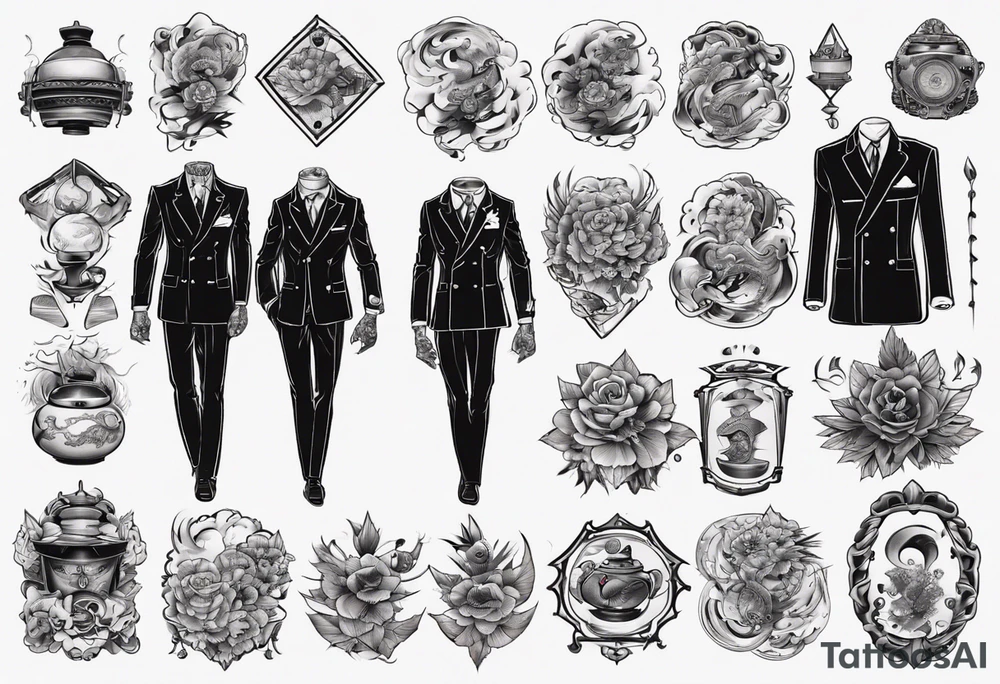 A double breasted suit tattoo idea