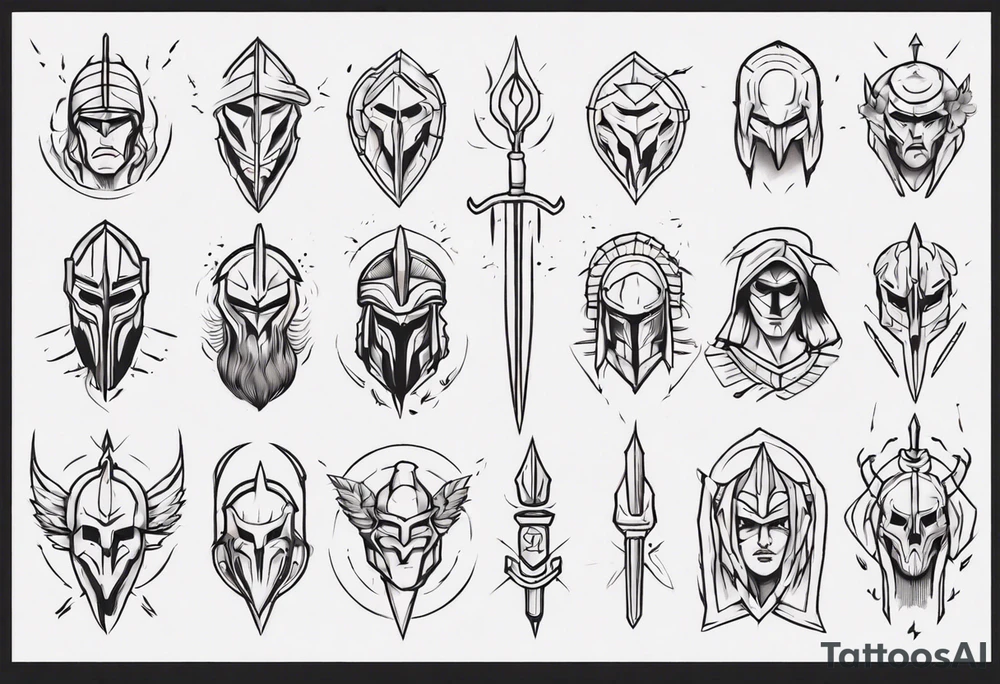 minimalist spartan 
fine-linework tattoo idea